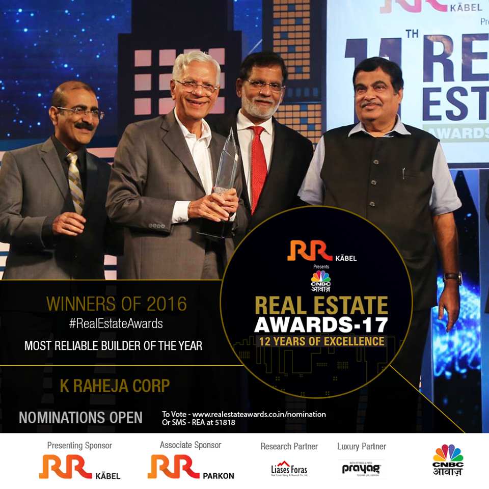 K Raheja Corp awarded Most Reliable Builder of the Year at the 11th Real Estate Awards